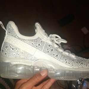 Women's White and Silver Sneakers